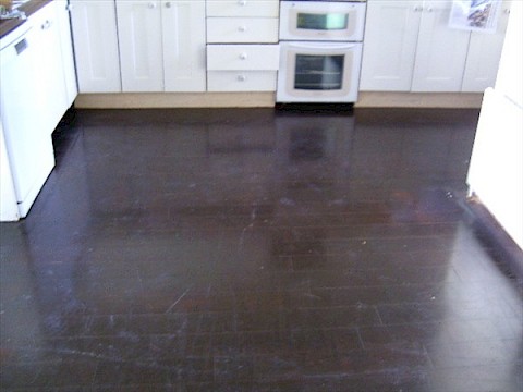 Kitchen wood floor Before Sanding