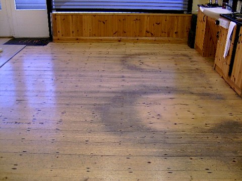 Barbers Pine Floor Before Sanding